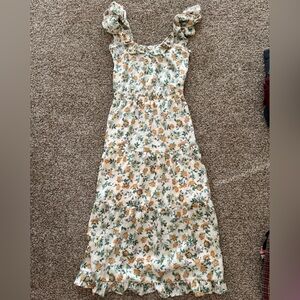 Heartloom Floral Midi Dress - Cream and Green
